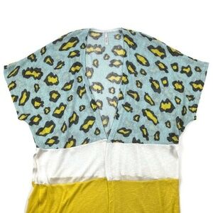 My Story Womens Cardigan, Blue White Yellow Wrap